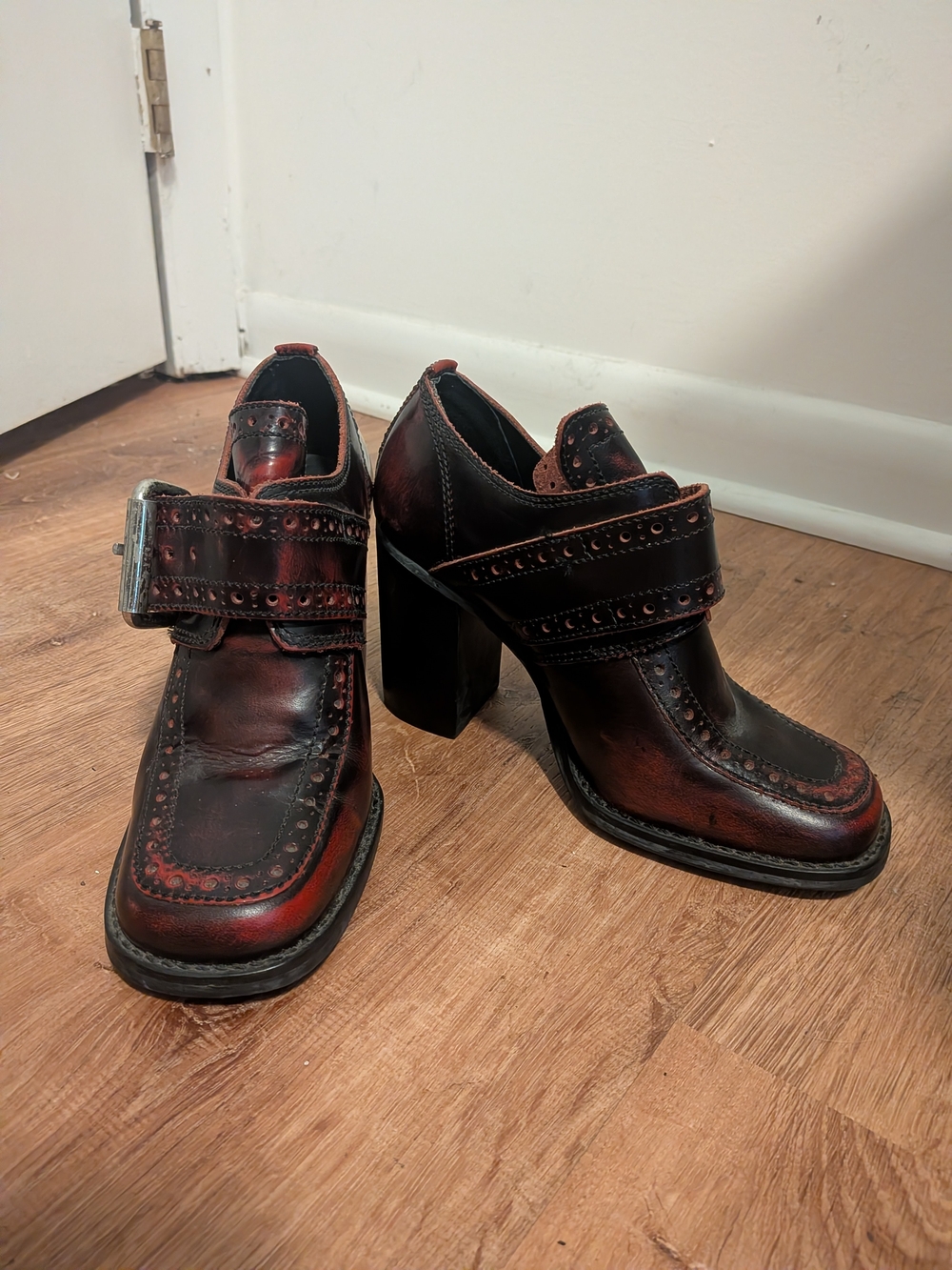 Two Lips (2 Lips Junior) Oxblood Brogue Buckle Ankle Booties